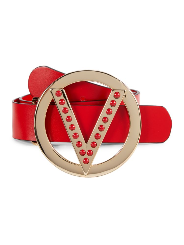 Кожаный ремень с логотипом Giusy Mario Valentino, красный