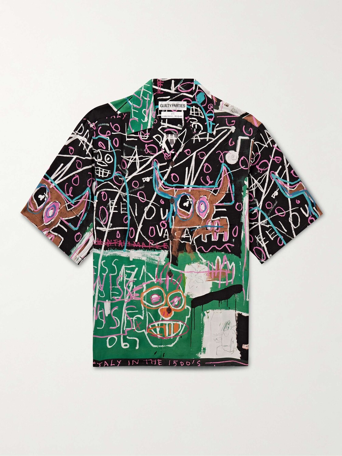 

Jean-Michel Basquiat Тканая рубашка с принтом и трансформируемым воротником WACKO MARIA, черный