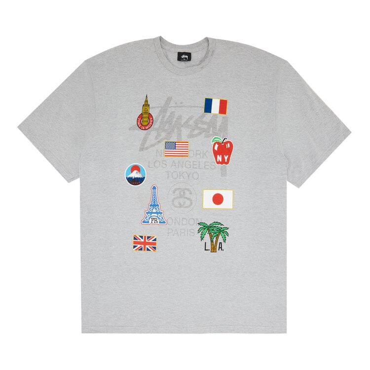 

Футболка Stussy World Tour Flags 'Grey Heather', серый