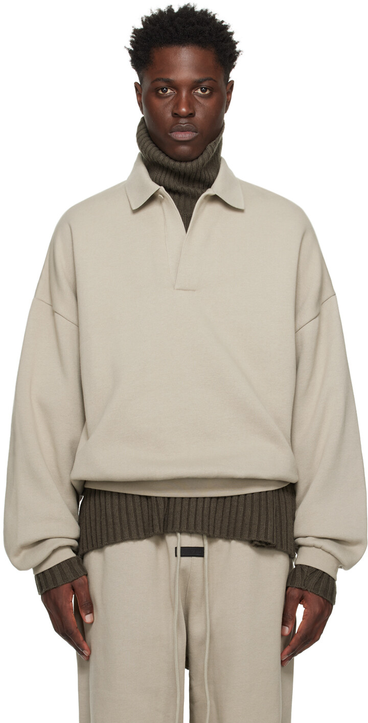 

Серая футболка-поло на бобинах Fear Of God Essentials, цвет Seal