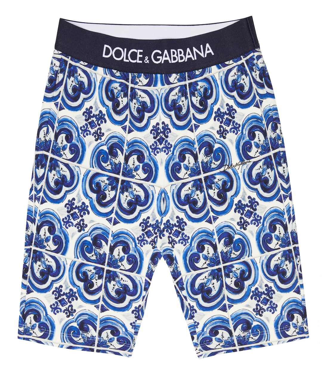 Байкерские шорты с принтом из смесового хлопка Dolce&Gabbana, синий шорты из смесового хлопка с принтом moncler синий