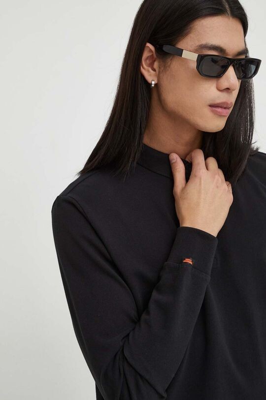 

Хлопковый топ с длинными рукавами Superdry, черный