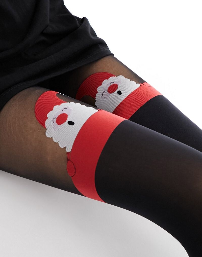 

Черные укороченные колготки с имитацией Санта-Клауса Pretty Polly Christmas