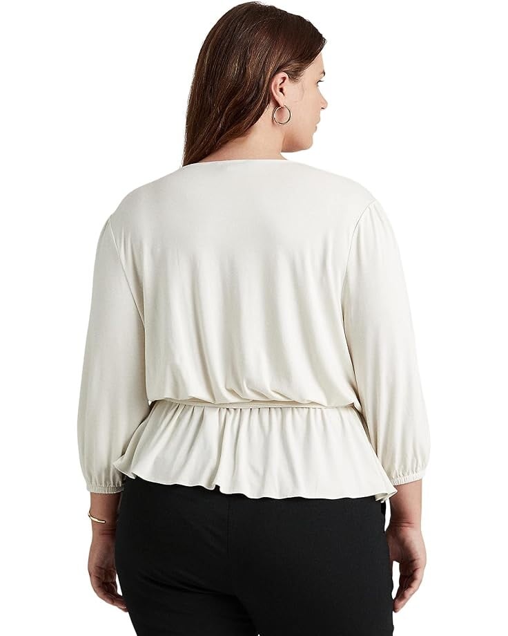 

Блуза LAUREN Ralph Lauren Plus Size Jersey Peplum Blouse, цвет Mascarpone Cream