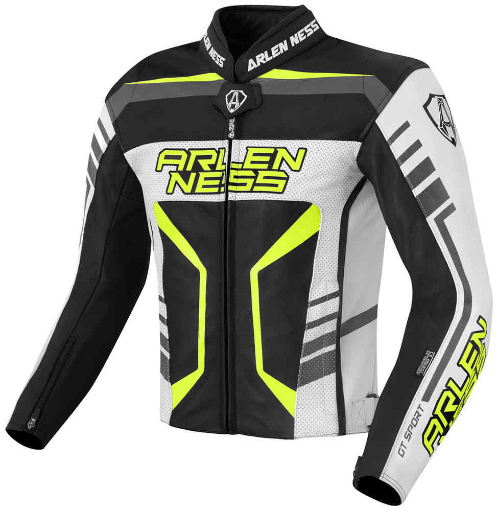 Мотоциклетная кожаная куртка Rapida 2 Arlen Ness, черный/белый/флуоресцентный желтый arlen size 44