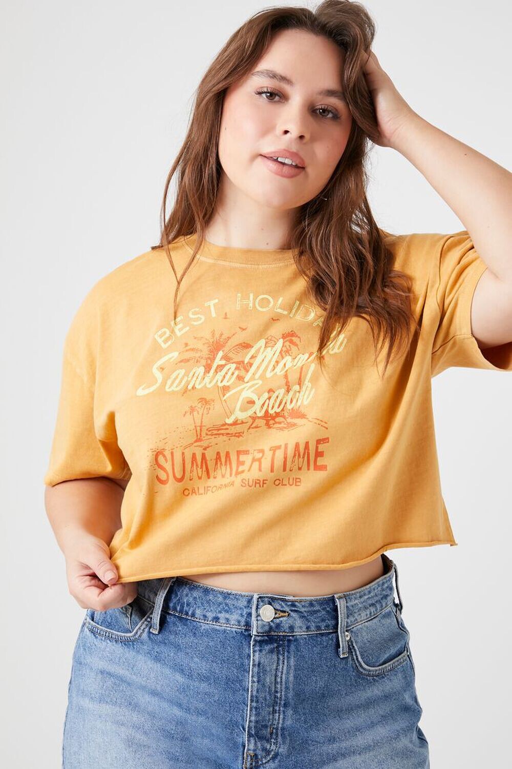 

Пляжный укороченный топ больших размеров Santa Monica Forever 21, ржавый