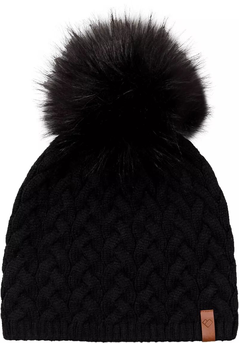 Женская шапка-бини Obermeyer NYC из искусственного меха с помпоном, черный