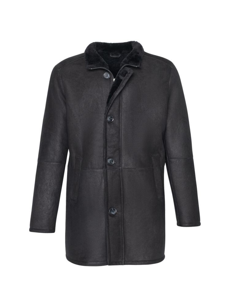 

Однобортное пальто из овчины Made For Generations Wolfie Furs, черный