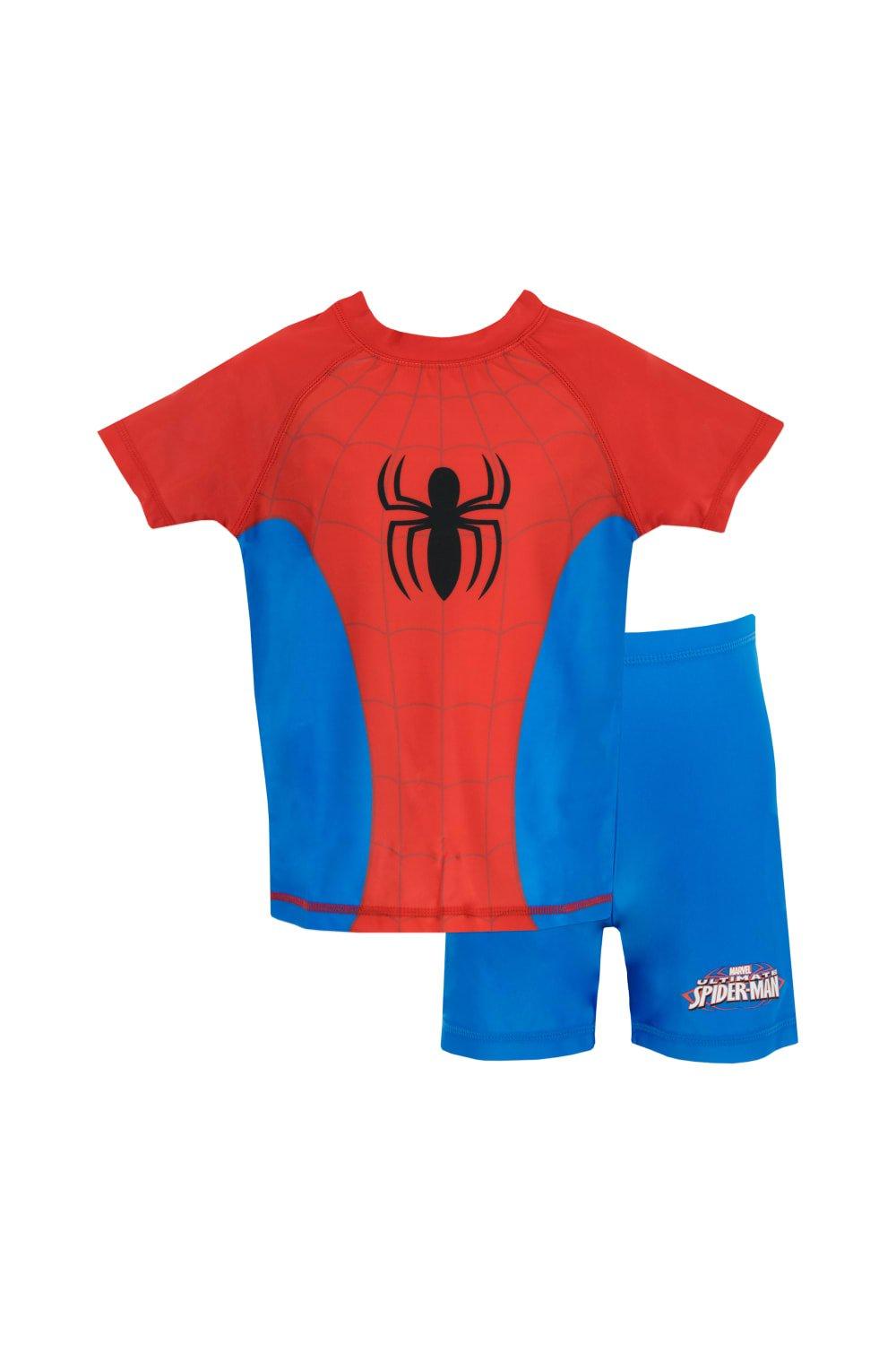Комплект для плавания из двух частей «Человек-паук» Marvel, красный повседневный костюм из двух предметов для мальчиков костюм с короткими рукавами и брюками модная красивая повседневная спортивная одежда