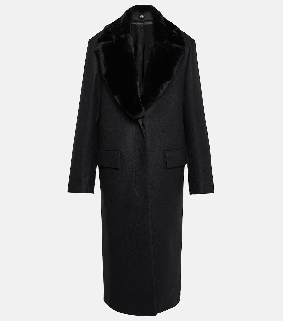 Пальто оверсайз из смесовой шерсти Toteme, черный бежевое пальто оверсайз из смесовой шерсти asos