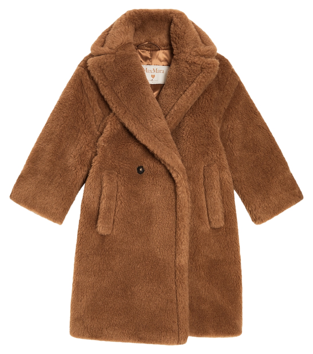 Икона плюшевого мишки из верблюжьей шерсти и шелкового пальто Max Mara Kids, коричневый
