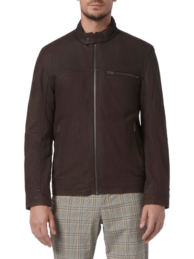 Кожаная гоночная куртка Norworth Andrew Marc, цвет Dark Brown кожаная куртка рубашка laredo andrew marc цвет green