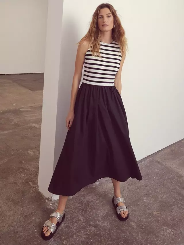 

Платье Mint Velvet Striped Jersey Midi, цвет blue navy