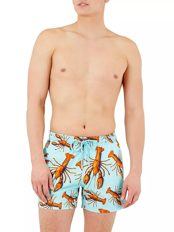 Эластичные шорты для плавания с омарами Vilebrequin, цвет lagon