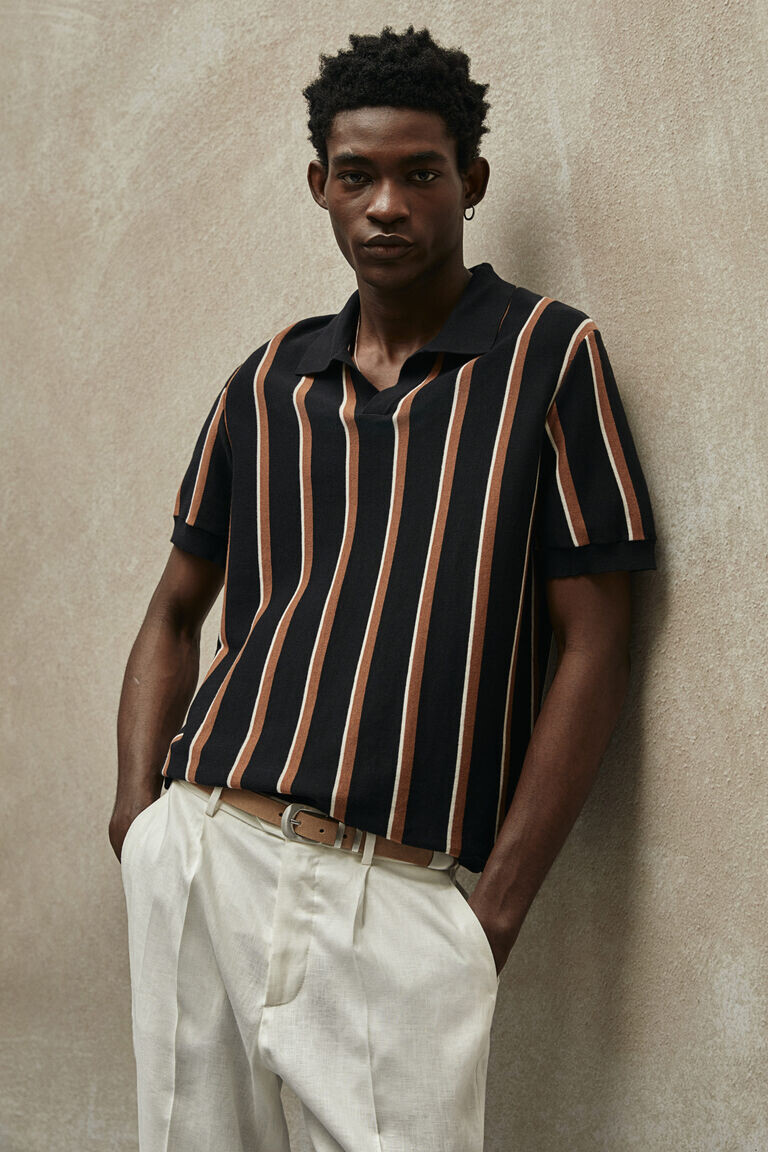 

Рубашка-поло тонкой вязки regular fit H&M, черный