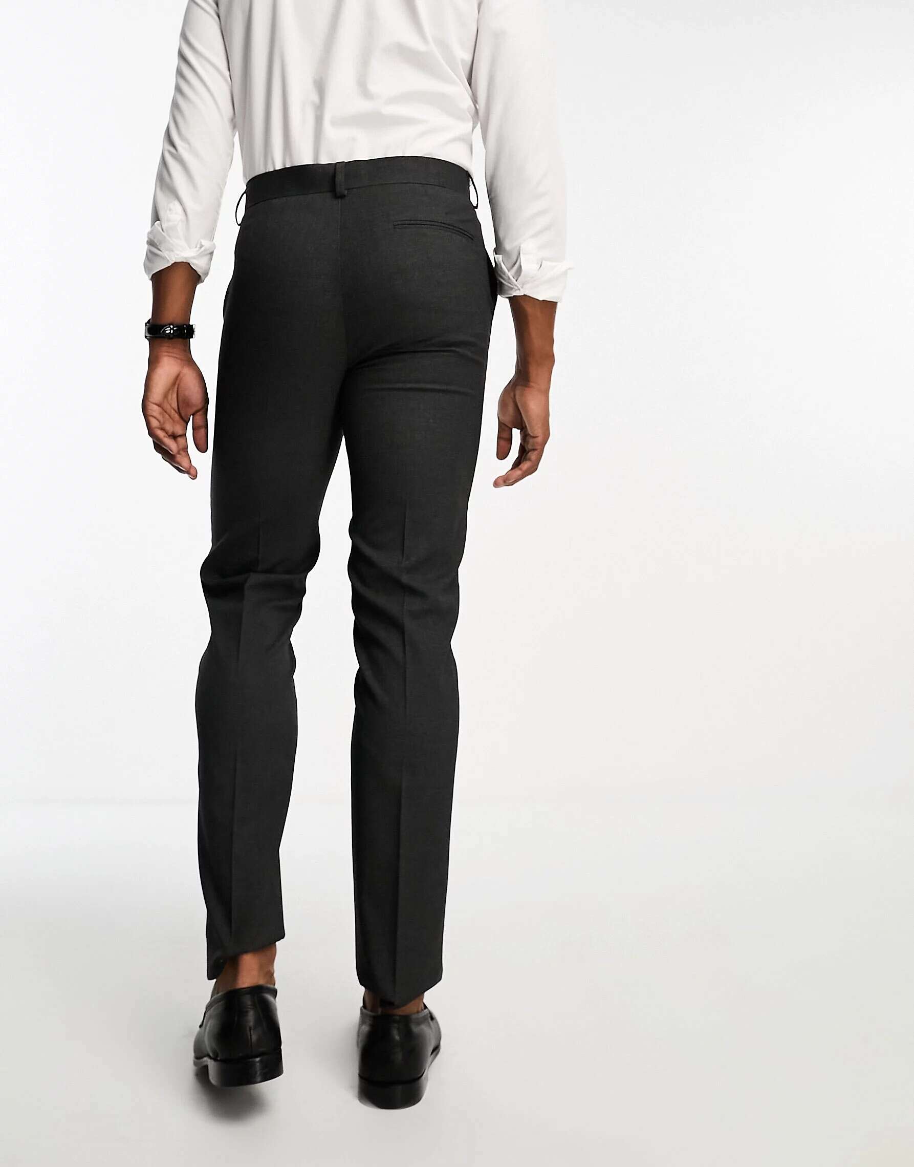 Темно-серые узкие костюмные брюки ASOS