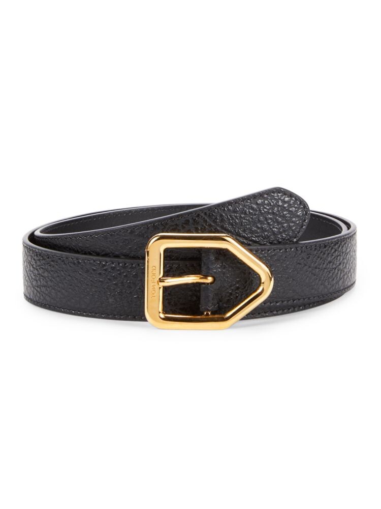 

Ремень с пряжкой из текстурированной кожи Tom Ford, черный