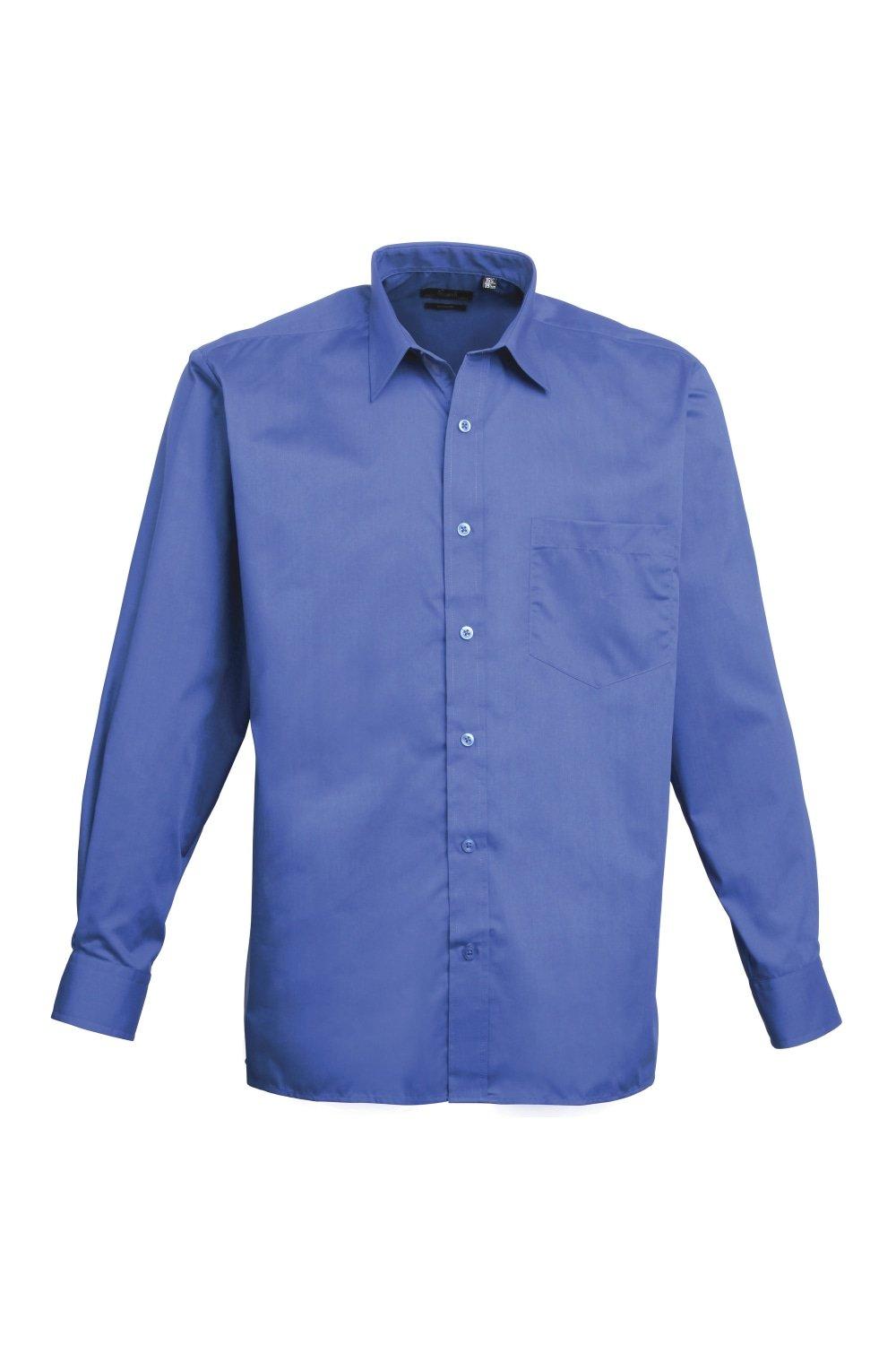 Простая рабочая рубашка из поплина с длинными рукавами Premier, синий