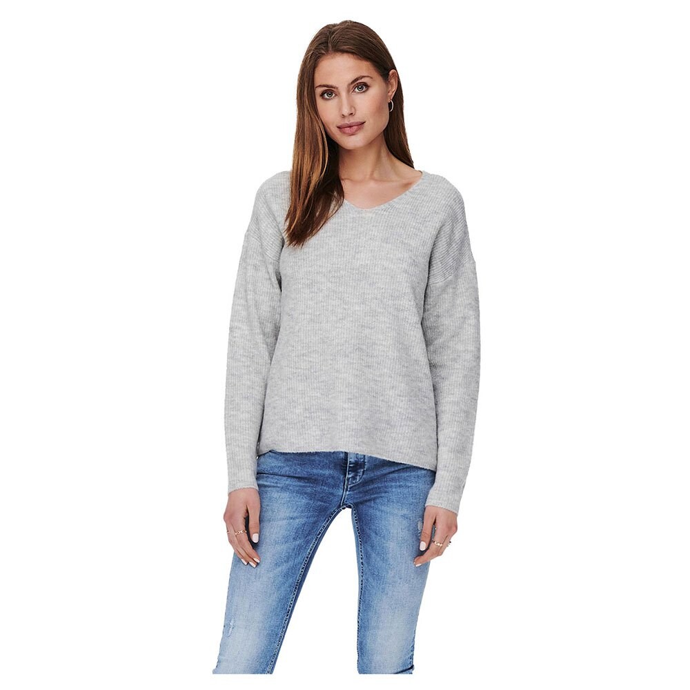 Свитер Only Camilla V-Neck Knit, серый