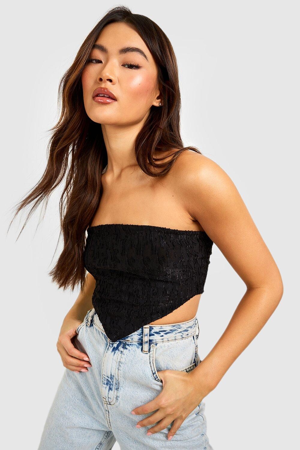 

Укороченный топ из трикотажного джерси burnout Boohoo, черный