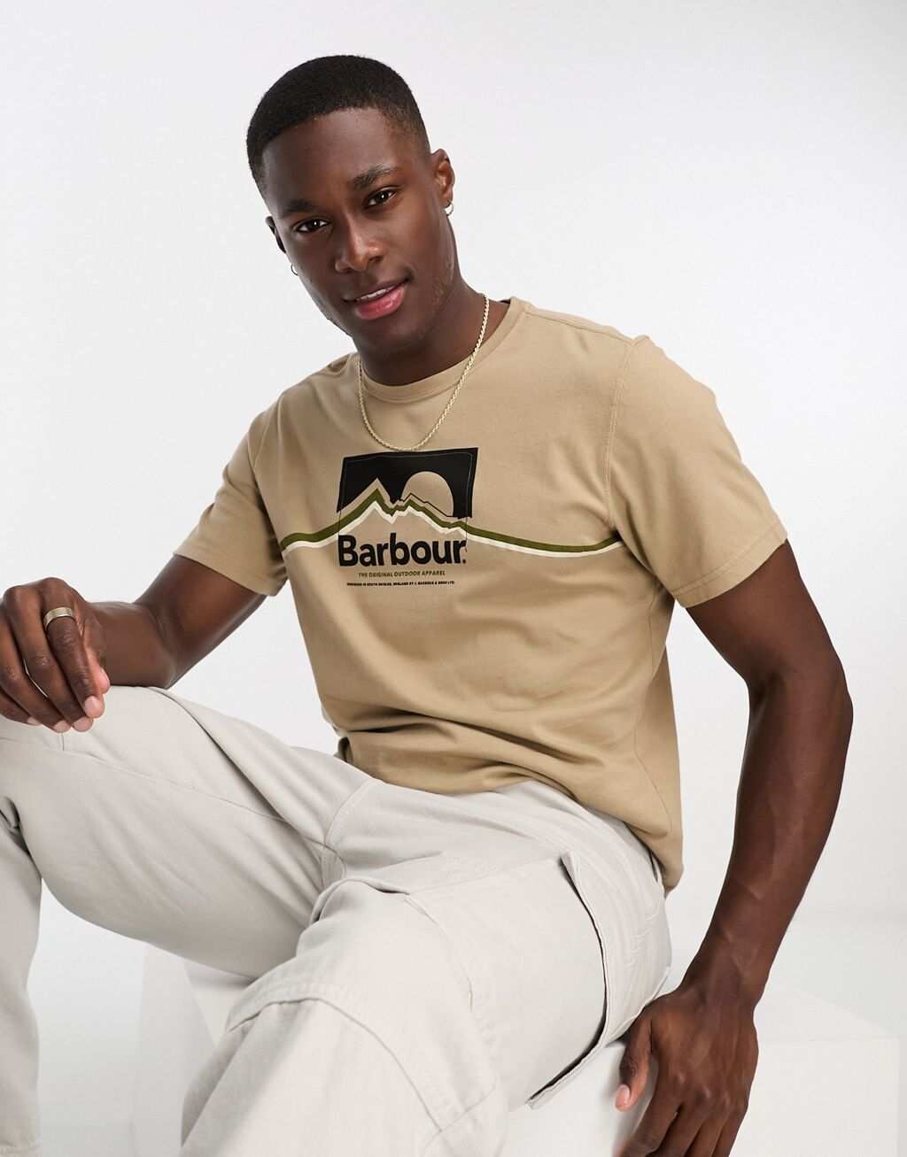 

Бежевая футболка с рисунком Barbour Ellonby, Бежевый