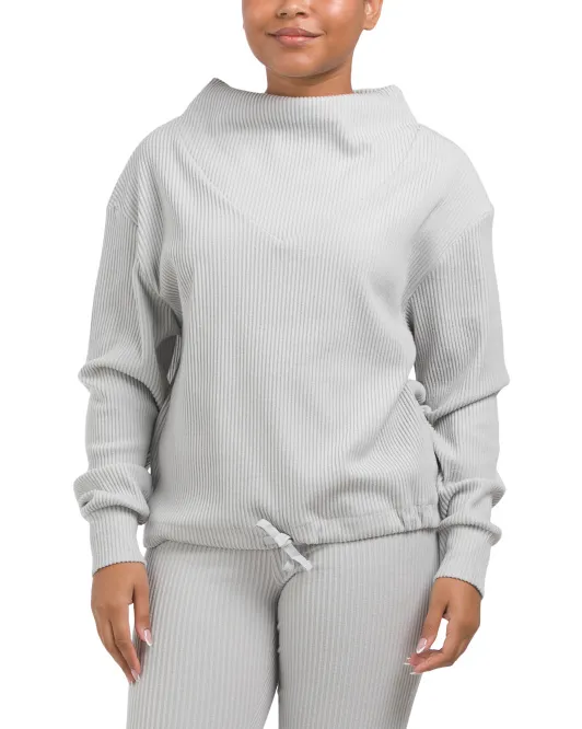 

Топ в рубчик с воротником-воронкой Gottex, серый