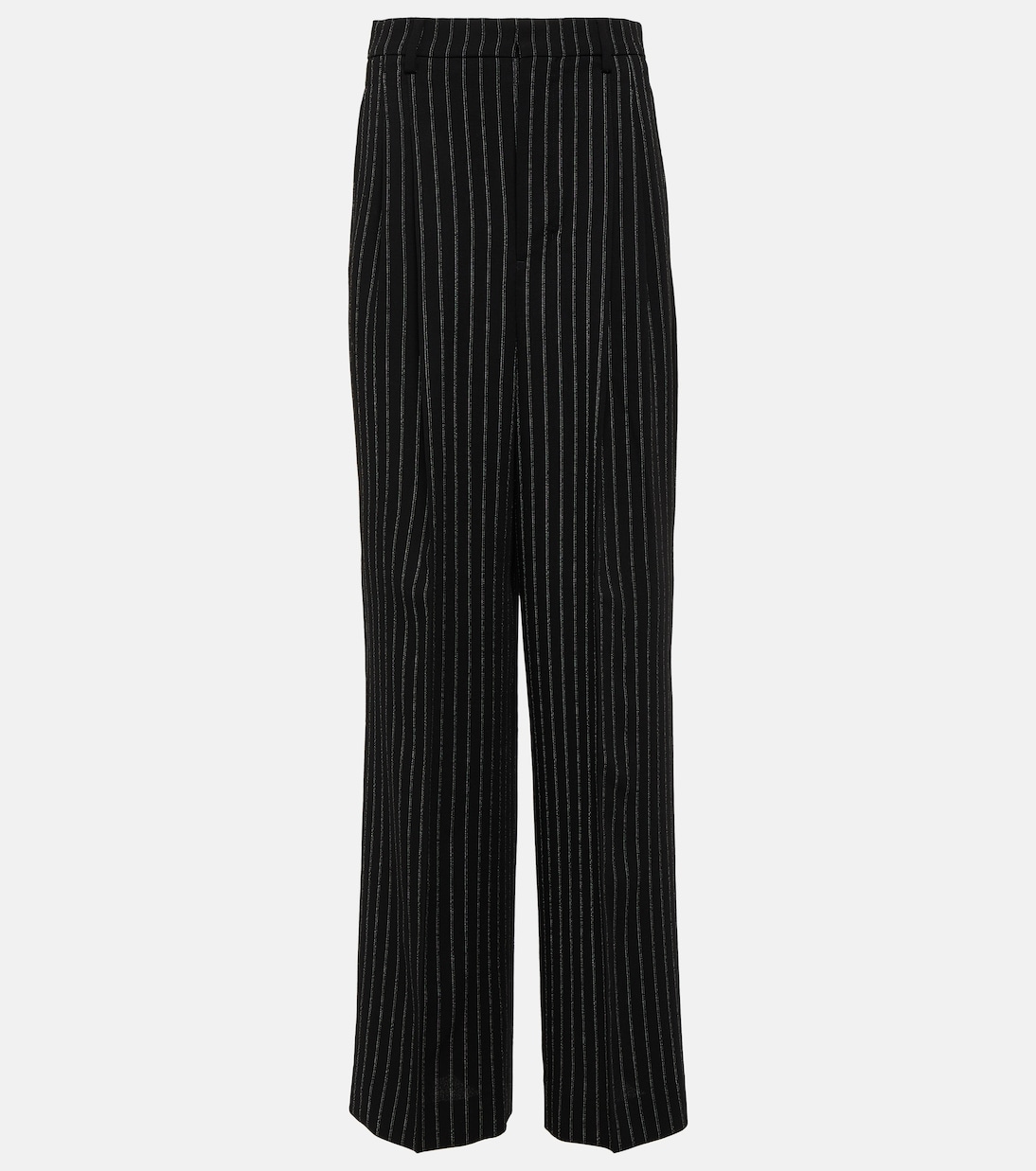 Широкие брюки из шерсти с высокой посадкой Ami Paris, черный