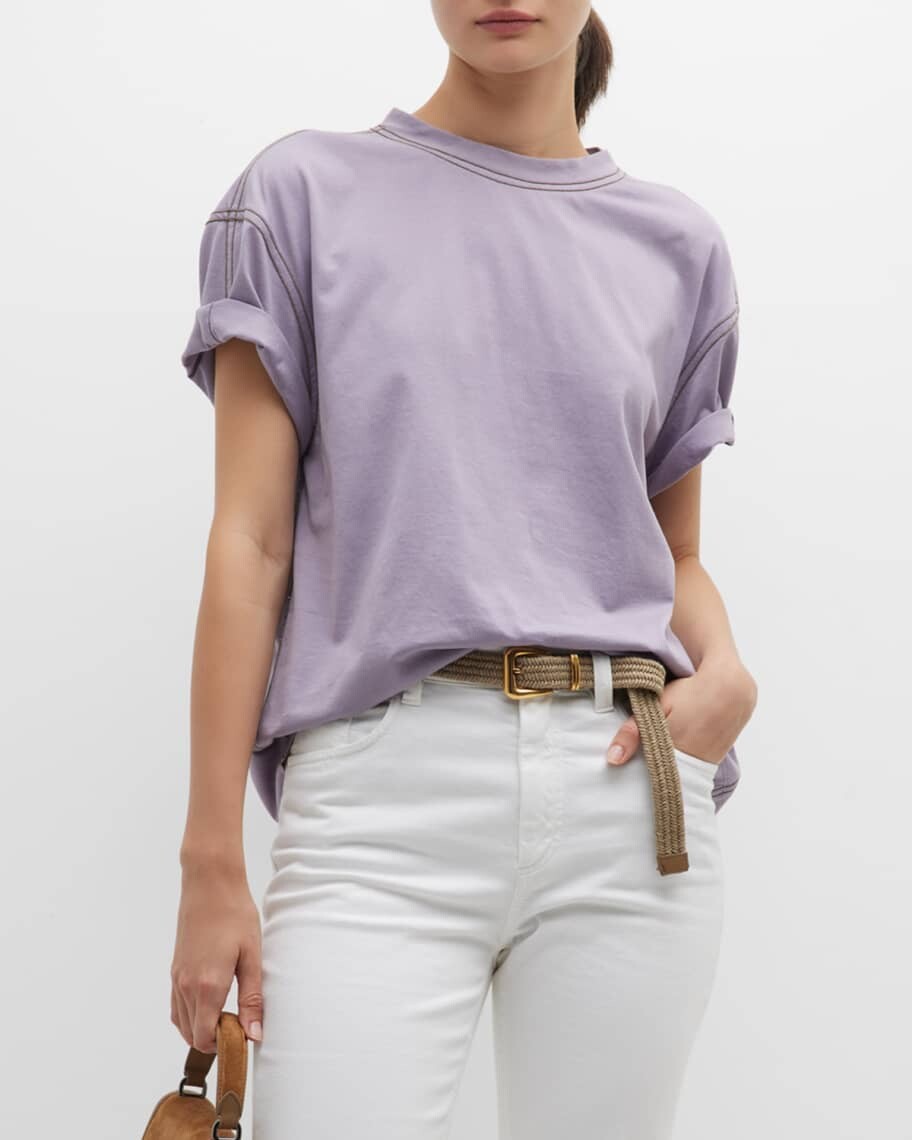 

Футболка с короткими рукавами Monili Trim Stitching Brunello Cucinelli