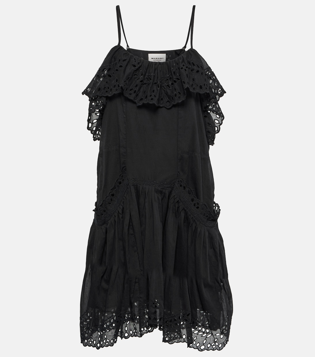 цена Ярусное мини-платье из хлопка MARANT ETOILE, черный