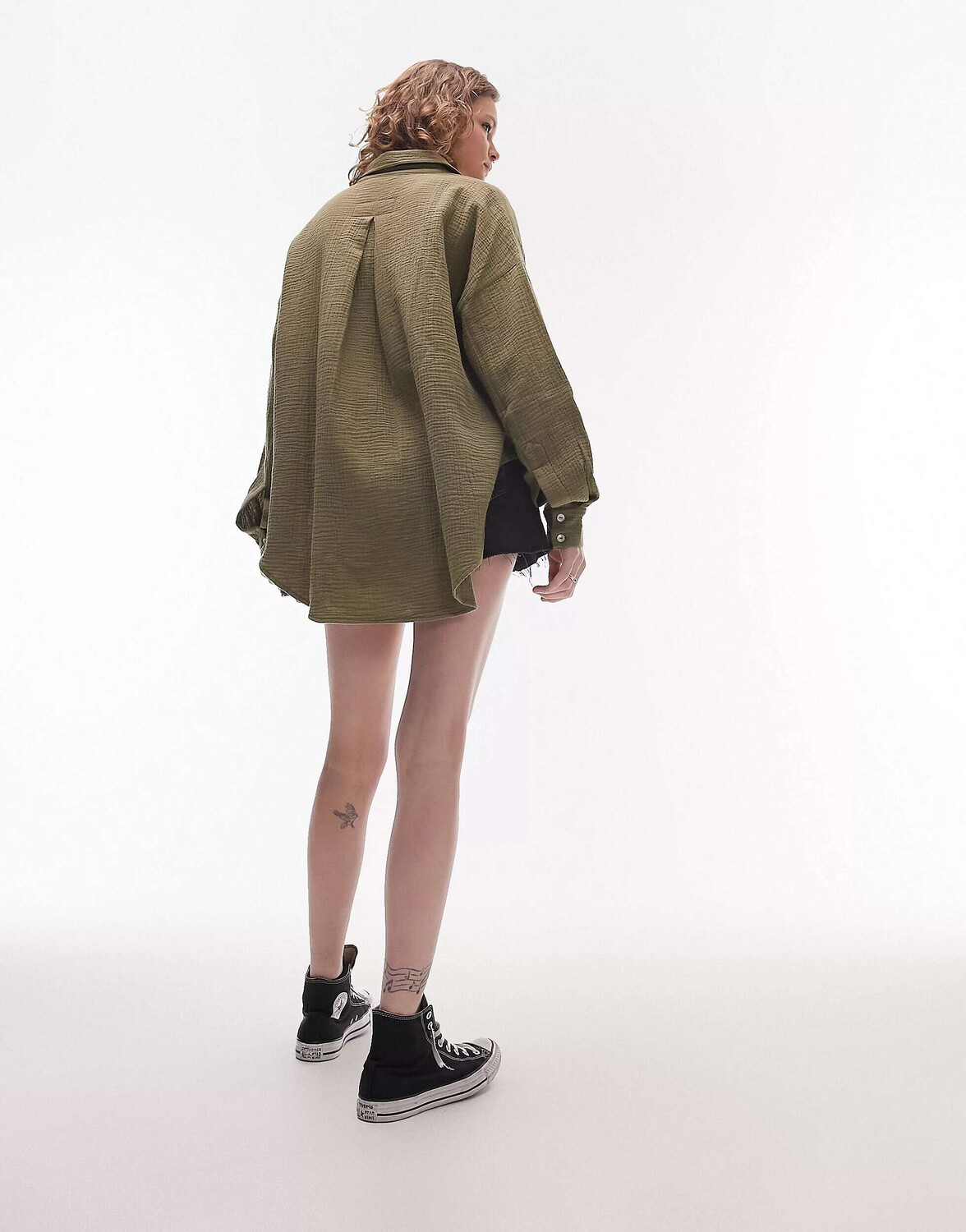 

Повседневная хлопковая рубашка Topshop цвета хаки