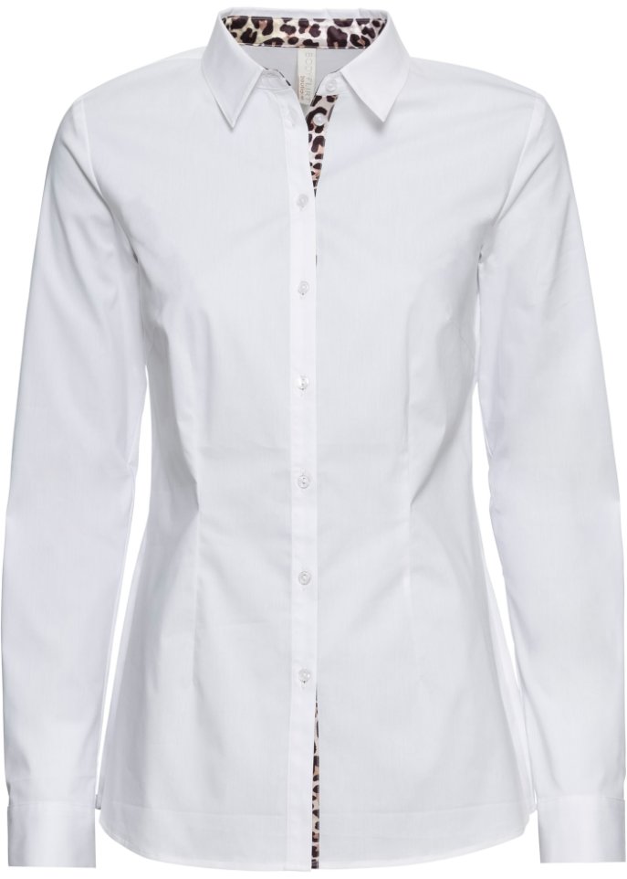 Блузка с леопардовой атласной вставкой Bodyflirt Boutique, белый