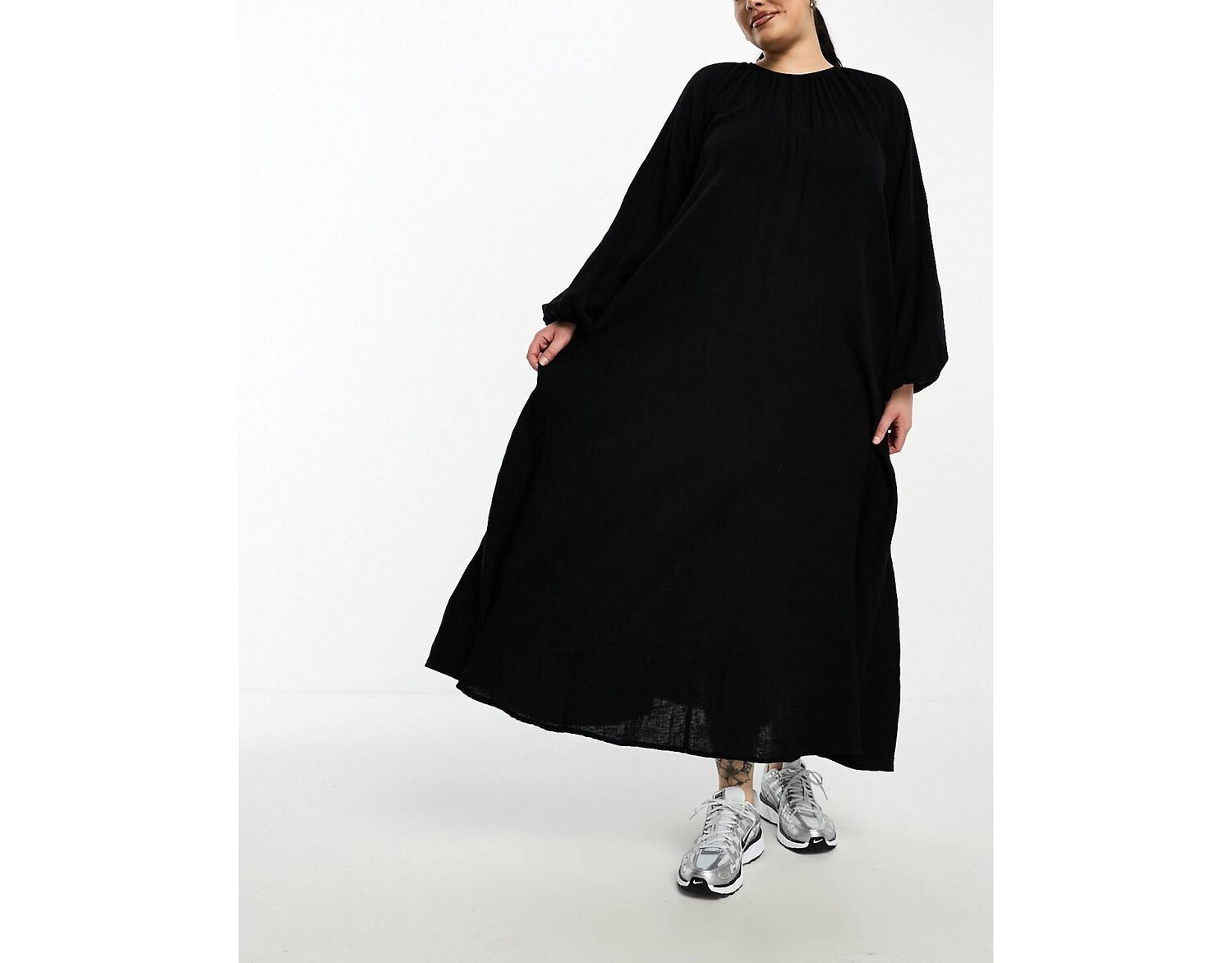 

Черное платье макси с трапецией из двойной ткани ASOS DESIGN Curve ASOS Curve