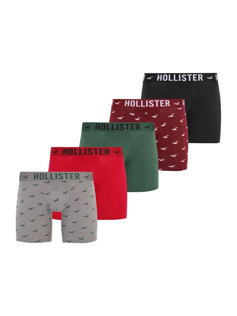 

Трусы боксеры Hollister, крапчатый серый/оливковый/красный/черный
