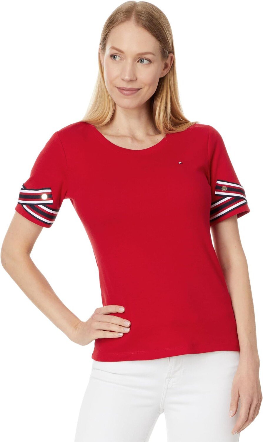 

Топ Tommy Hilfiger Global Short Sleeve Top, цвет Scarlet