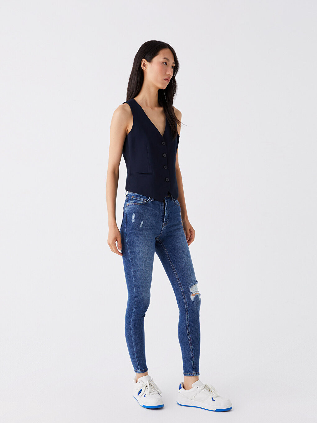 

Супероблегающие женские джинсовые брюки LCW Jeans, среднее индиго родео