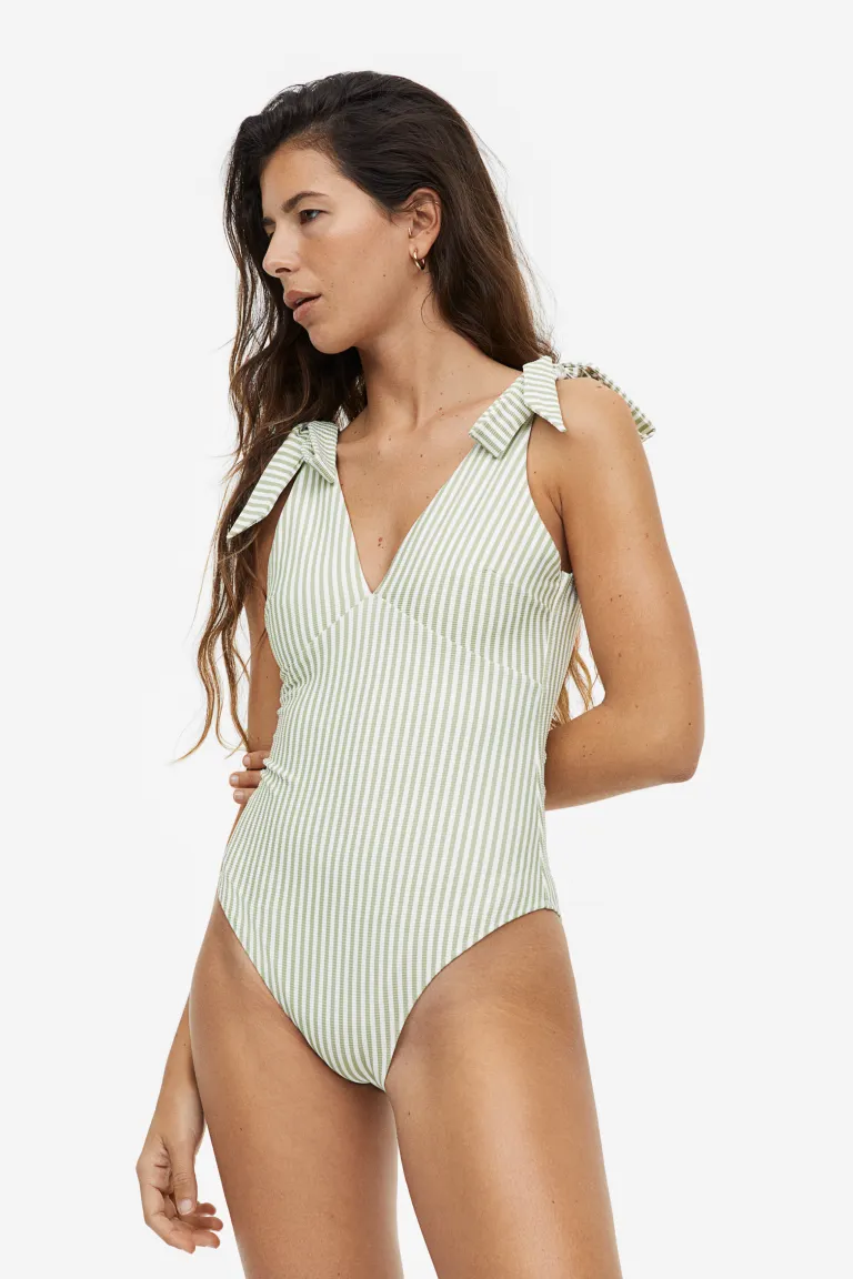 

Цельный купальник с высокими штанинами H&M, зеленый
