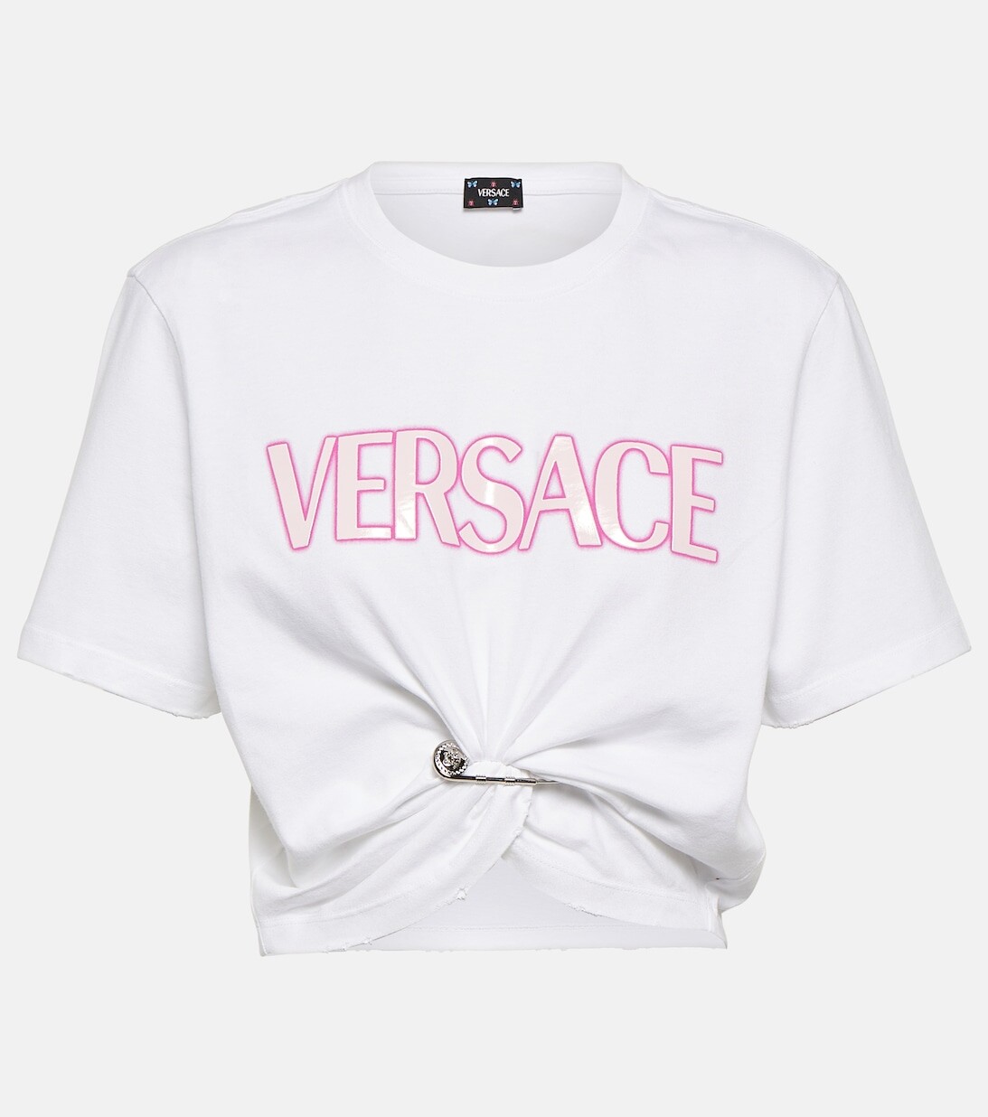 

Укороченный топ из хлопка с логотипом VERSACE, белый
