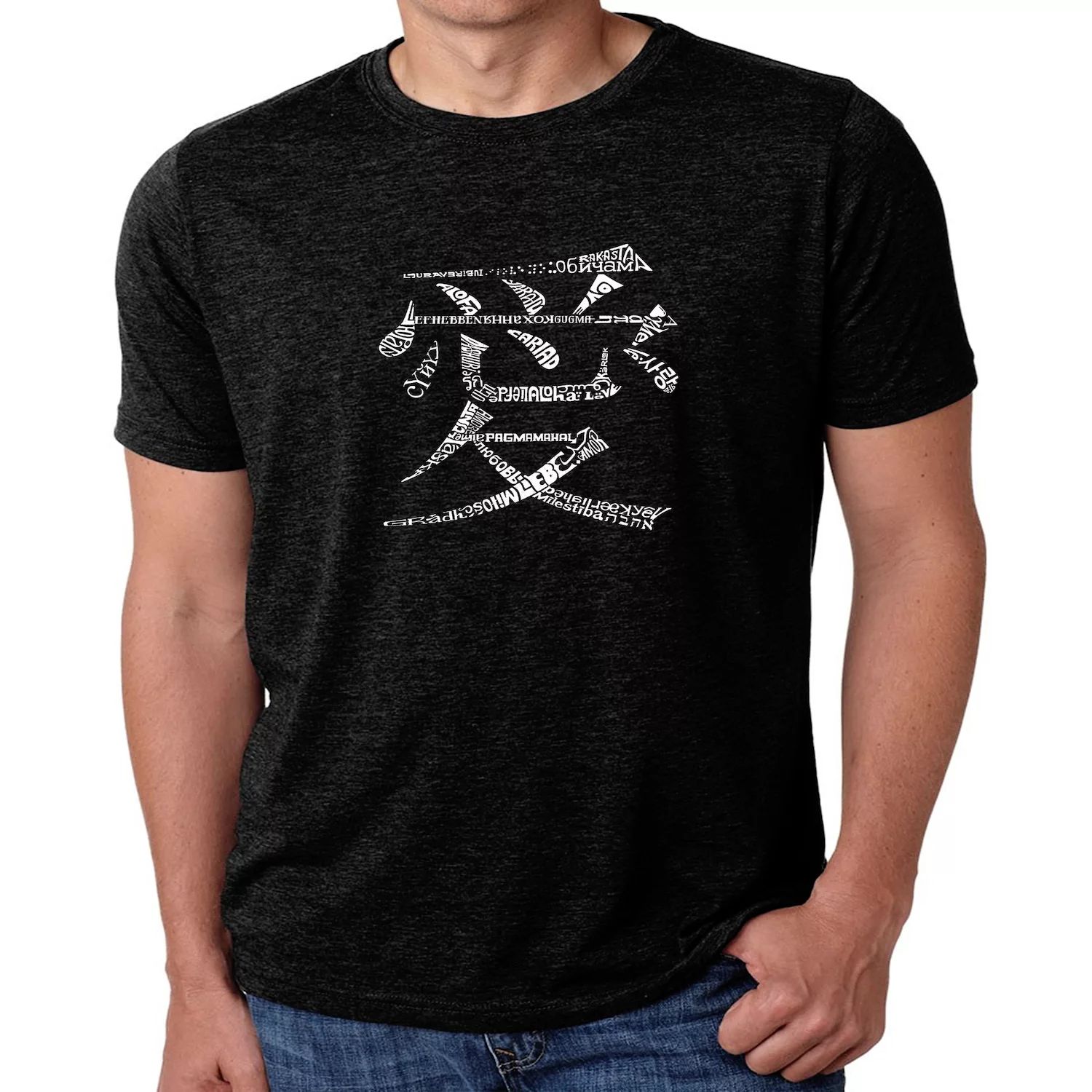 Слово «Любовь» на 44 языках — мужская футболка премиум-класса Word Art LA Pop Art, черный
