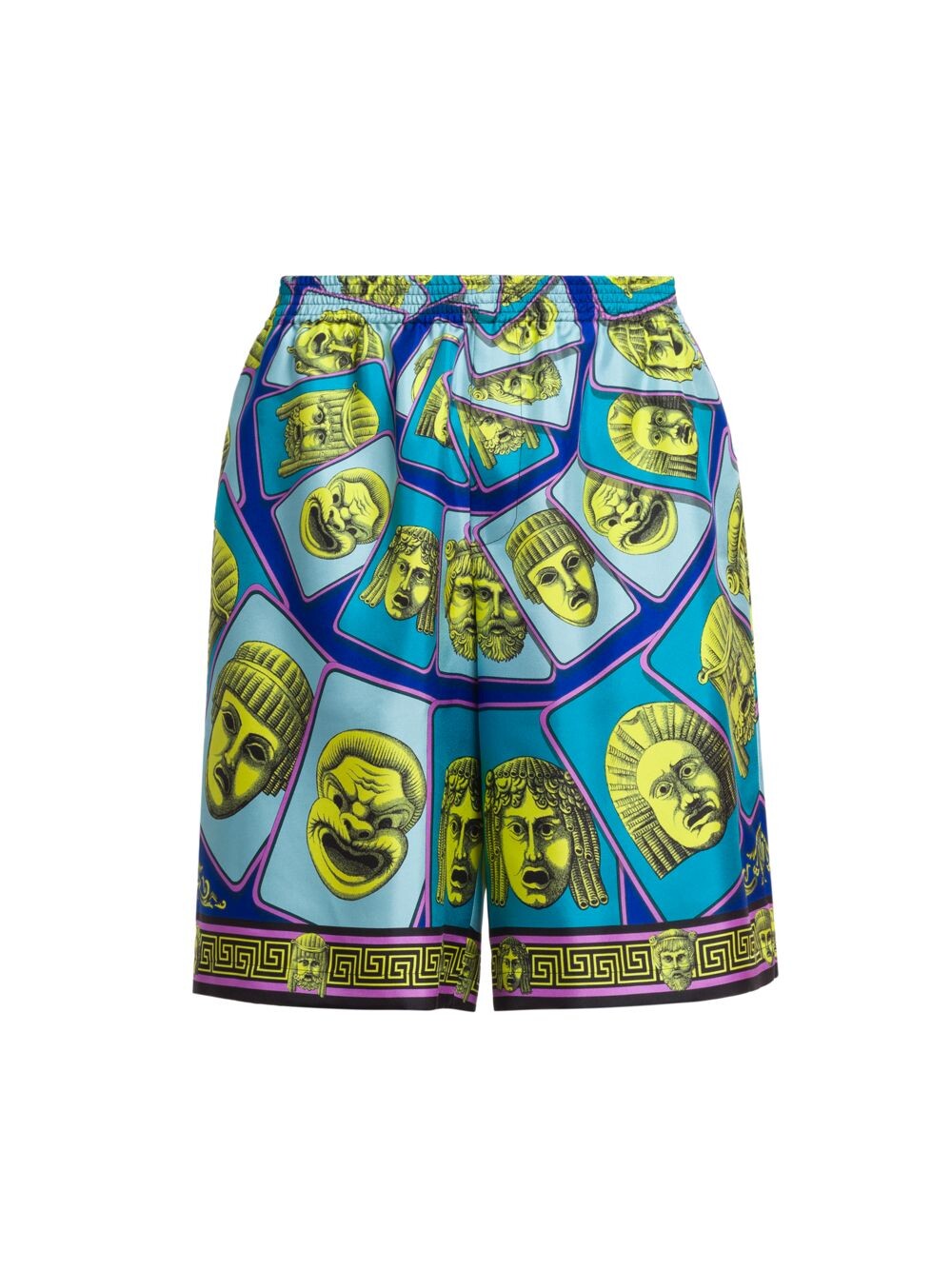 

Шелковые шорты с принтом головы Versace, зеленый