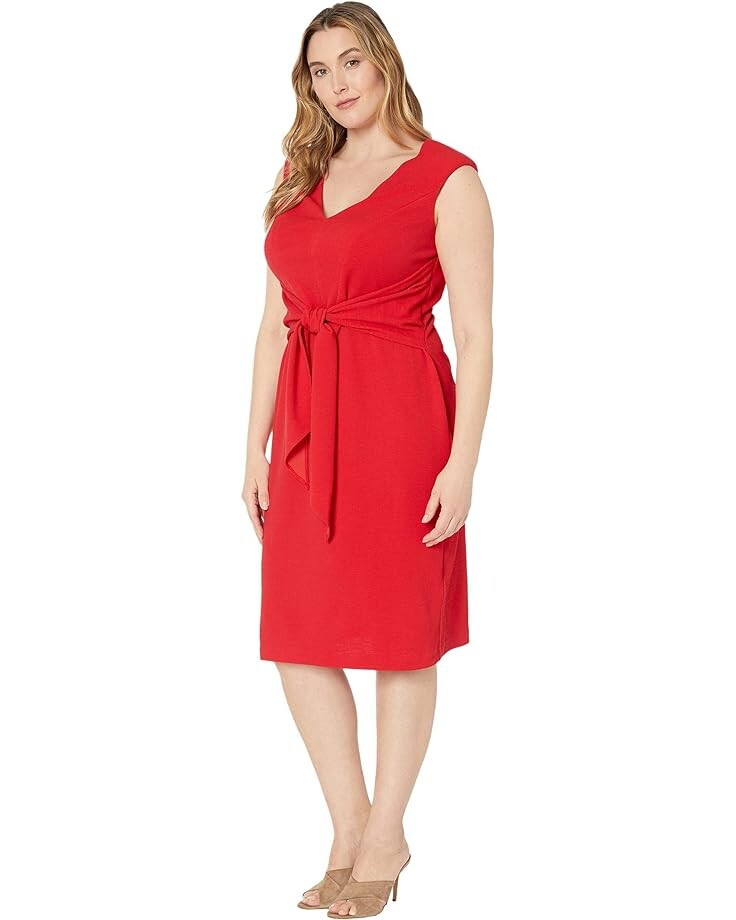 

Платье Adrianna Papell Plus Size Rio Knit Draped Tie Sheath Dress, цвет Hot Tomato
