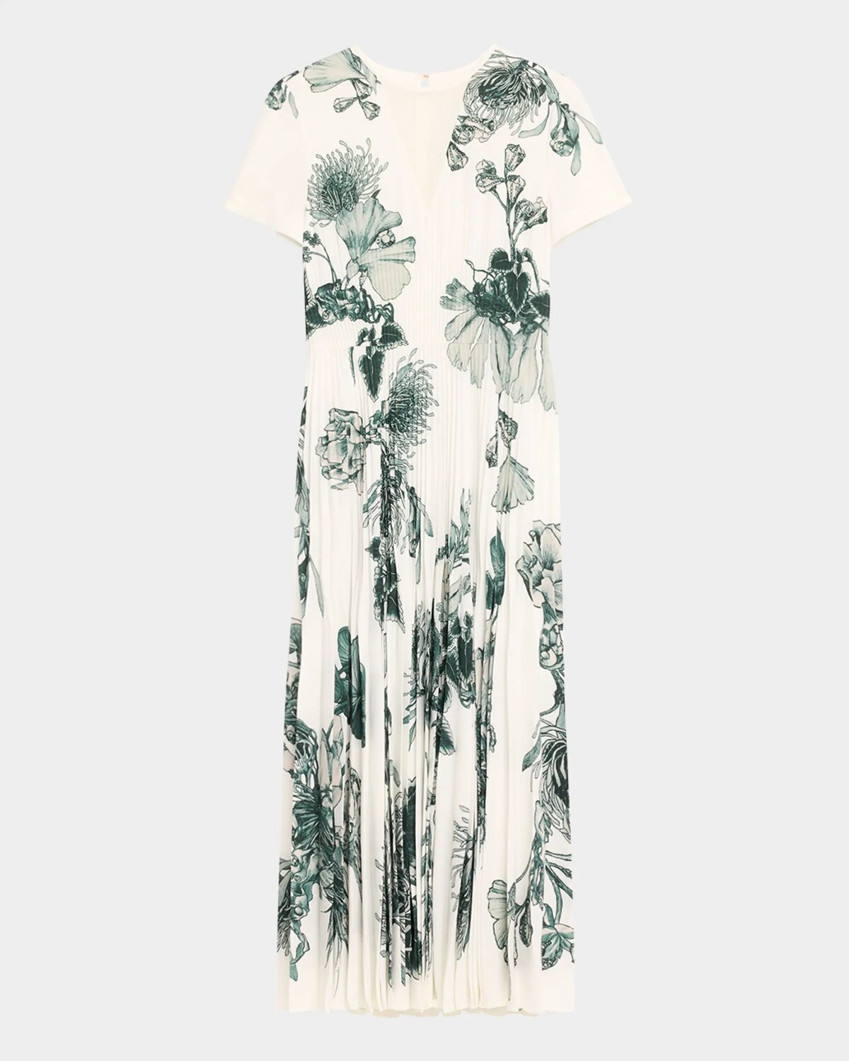 

Плиссированное платье макси с цветочным принтом Jason Wu Collection, цвет Chalk Emerald