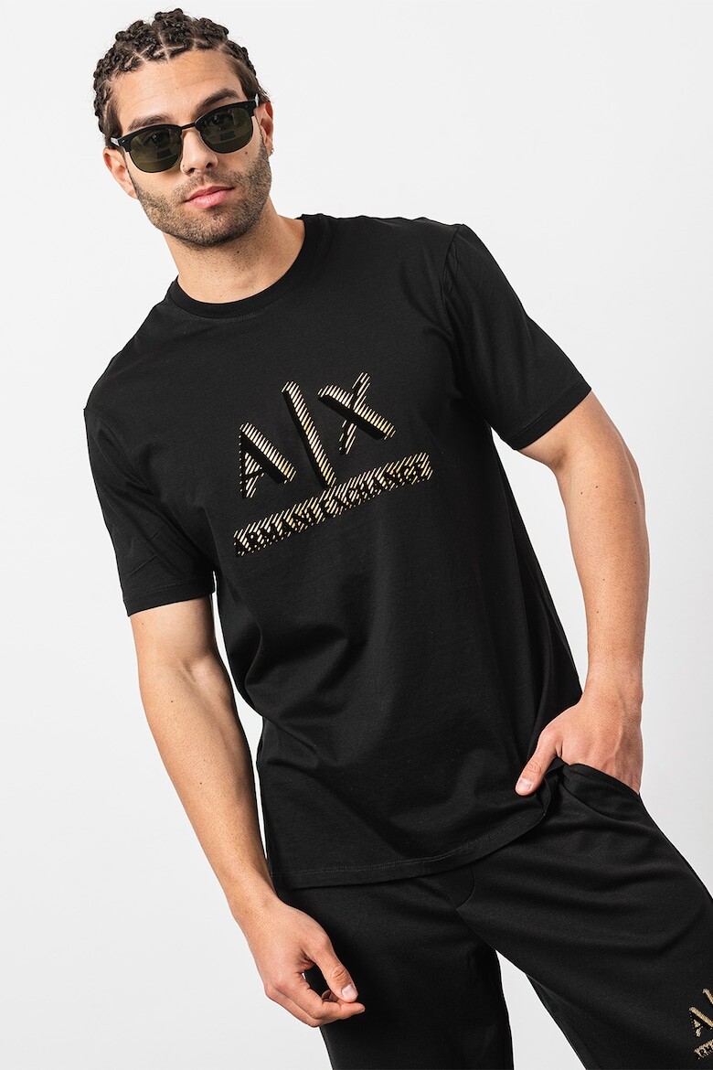 

Хлопковая футболка с логотипами Armani Exchange, черный
