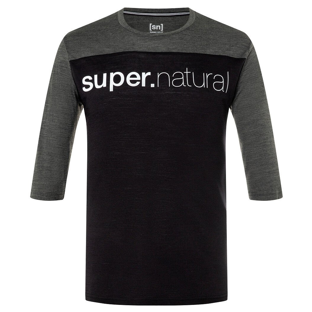 

Рубашка из мериноса Super Natural Contrast 3/4, цвет Jet Black/Pirate Grey Melange