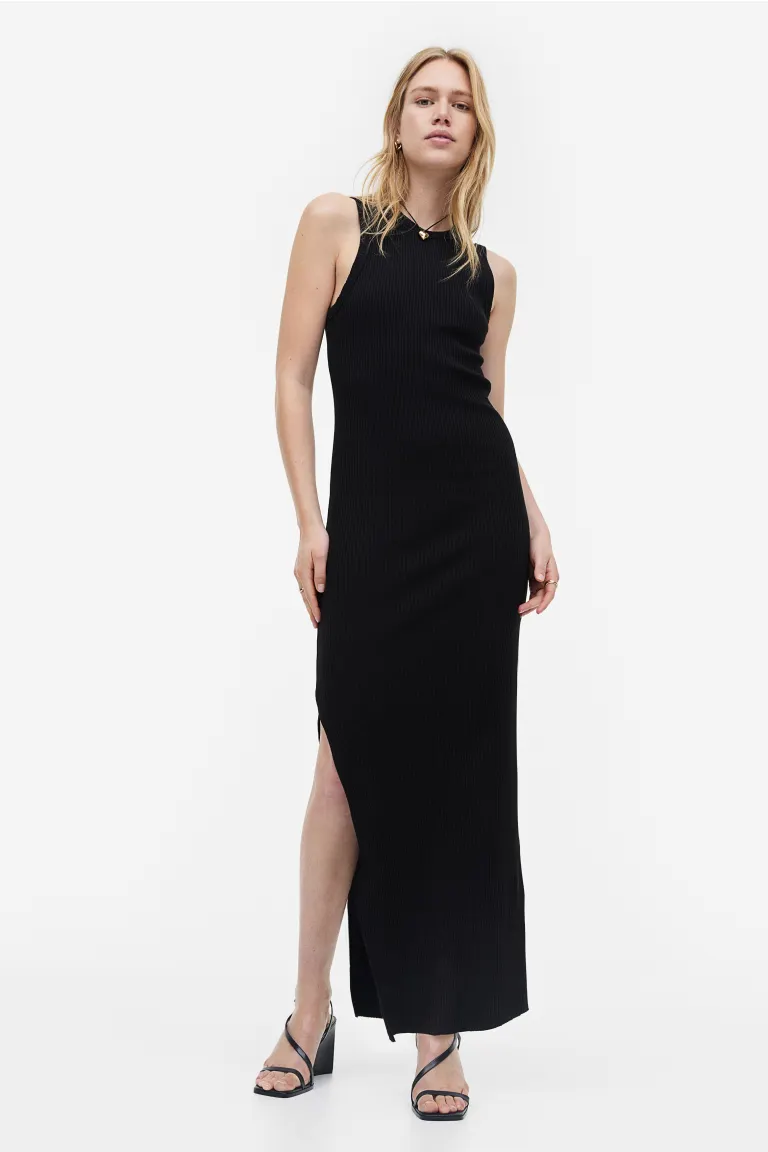 Платье из джерси в рубчик H&M, черный
