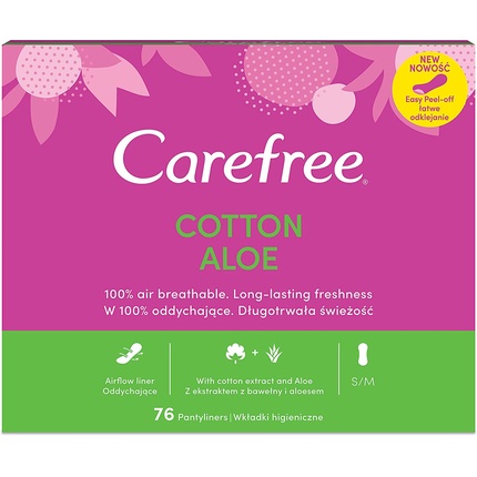 carefree прокладки aloe 2 капли 20 шт 4 уп Прокладки для трусов CareFree Aloe 5in1 Fresh, 76 шт.