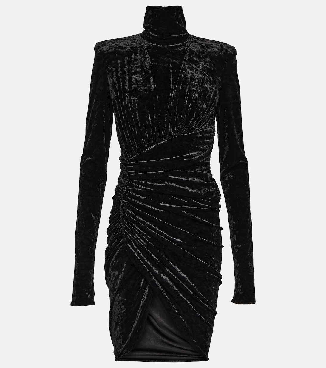 Бархатное мини-платье с драпировкой ALEXANDRE VAUTHIER, черный