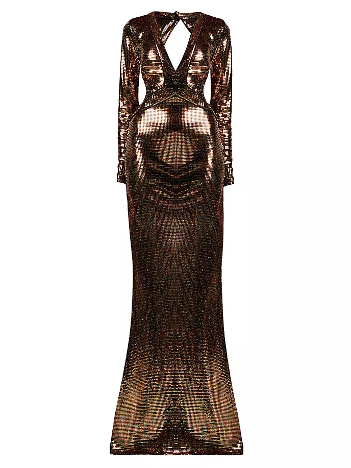 Платье с длинными рукавами и пайетками Sho, цвет bronze shimmer
