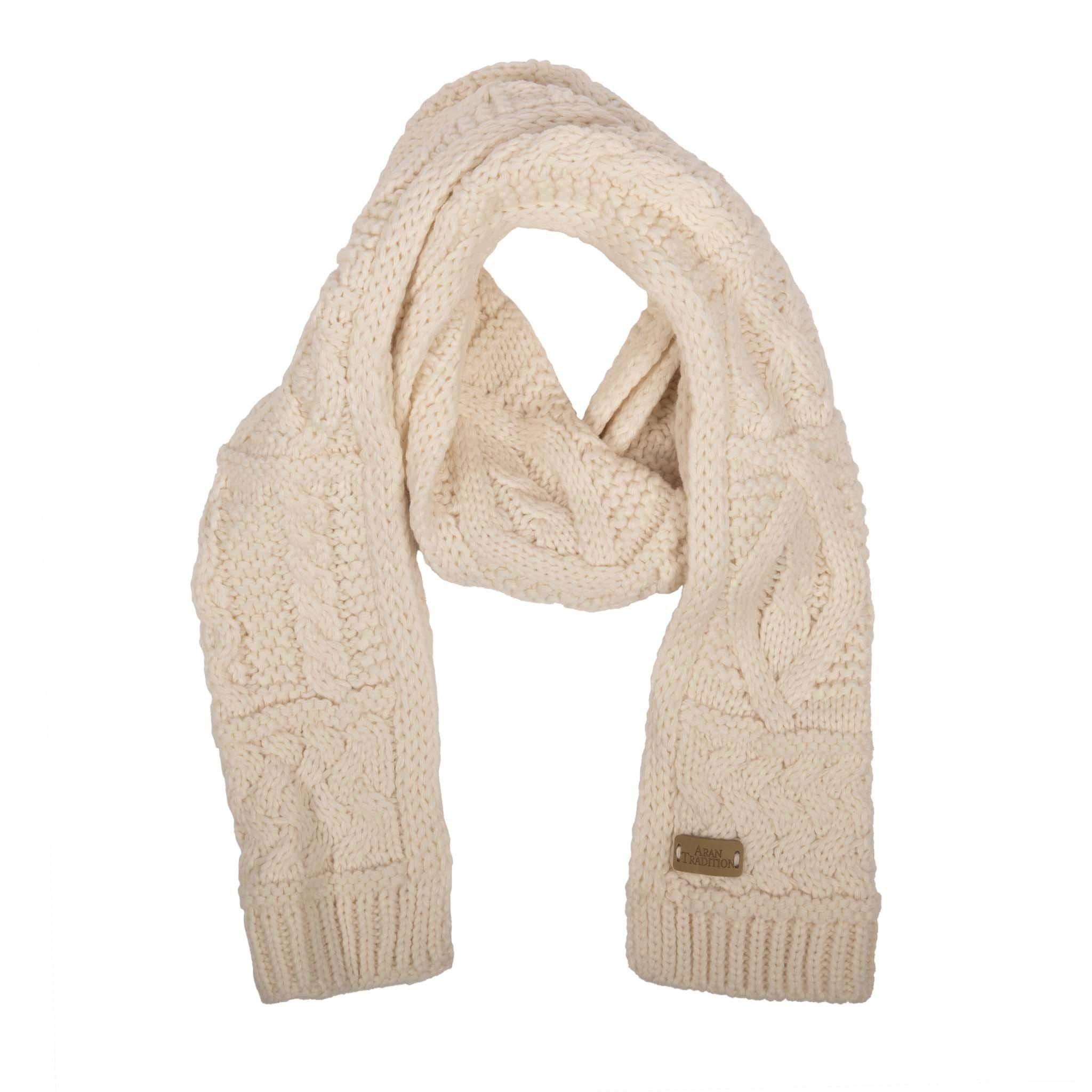Классический шарф косой вязки Aran Aran Traditions, бежевый
