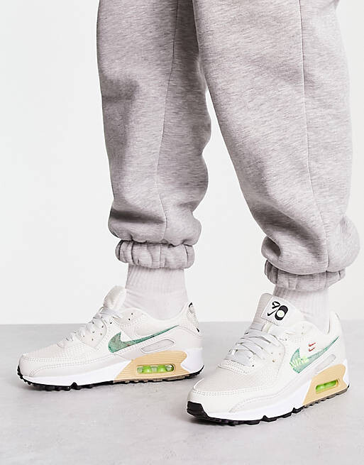 

Кроссовки Nike Air Max 90 SE в белом цвете и зеленом нептуне, Зеленый