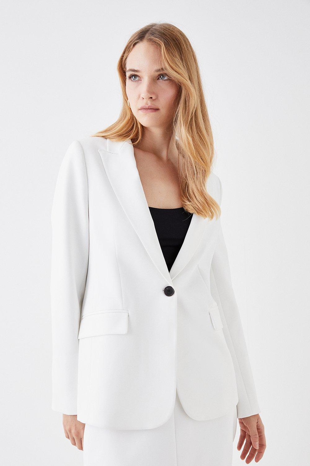 Свободный однобортный пиджак Coast, белый болеро с пайетками 40 размер